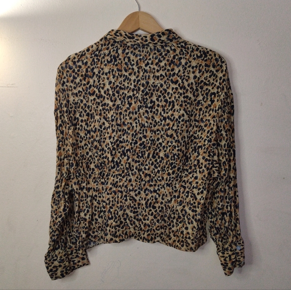 Zara Trf Collection Leopard Print Button Down Blouse Size XL - Picture 7 of 12